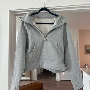Gray Women's Cropped Half-Zip Hoodie
